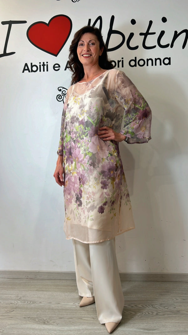 Casacca lunga fiori talia