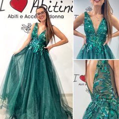 Abito Odette tulle verde