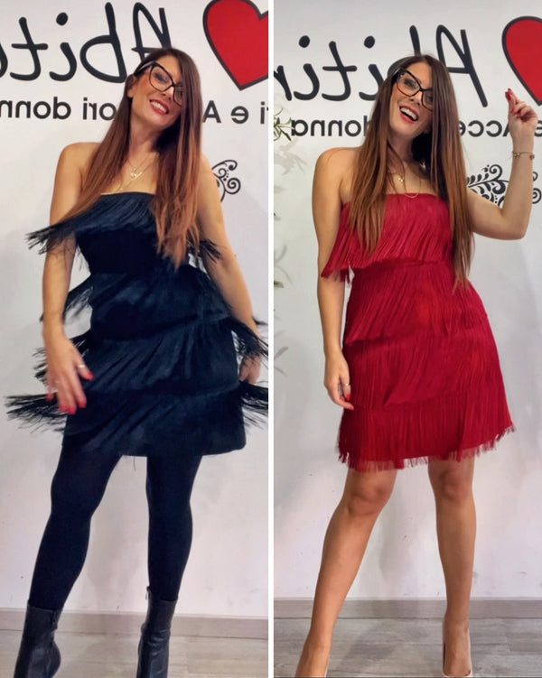 Abitino frange nero e rosso lum