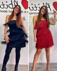 Abitino frange nero e rosso lum