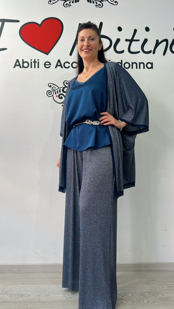 Pantalone lurex blu liza