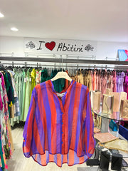 Camicia righe india bluette