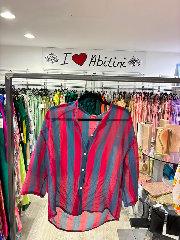 Camicia righe bordeaux blu