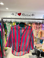 Camicia righe bordeaux blu