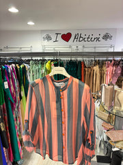 Camicia a righe verde rosa