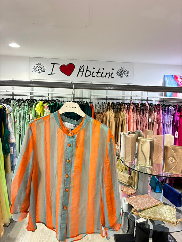 Camicia a righe, carta zucchero, arancio