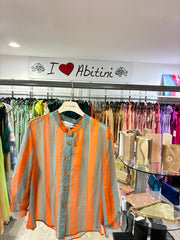 Camicia a righe, carta zucchero, arancio