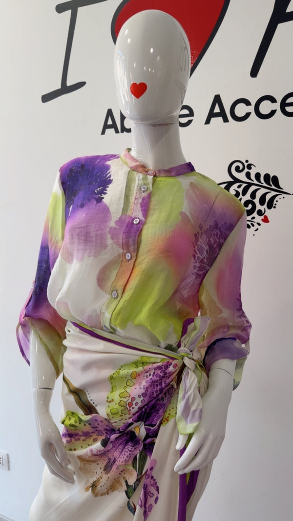Camicia acquerello viola lime