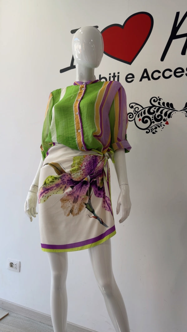 Camicia a righe viola lime