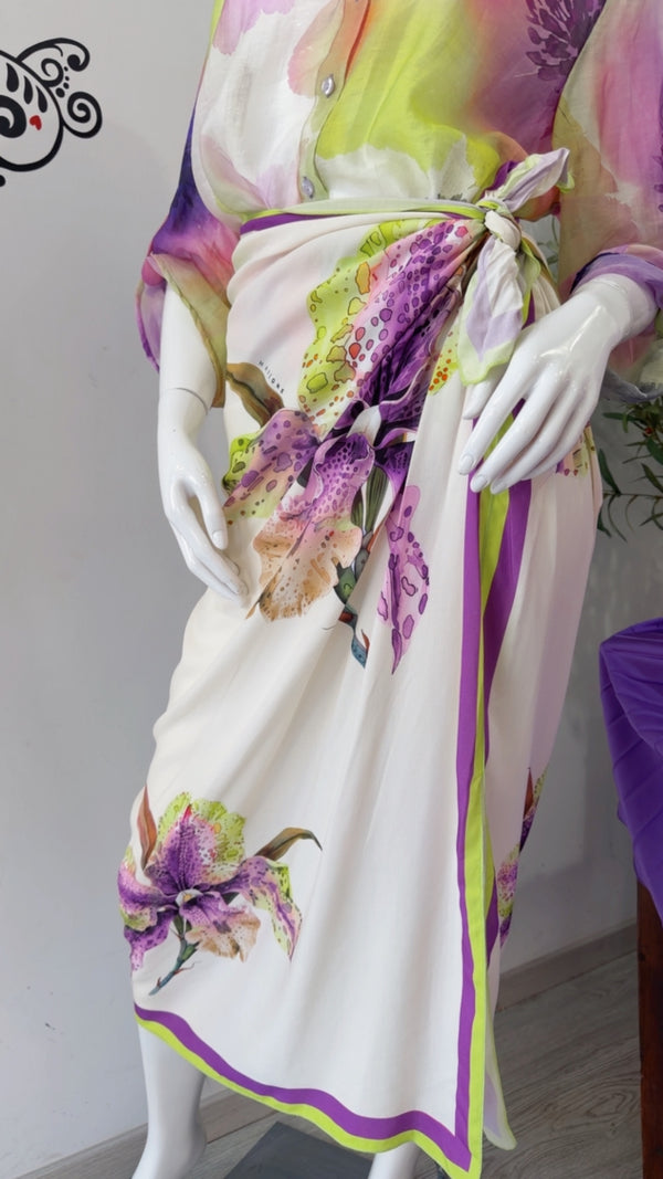 Pareo lungo orchidea