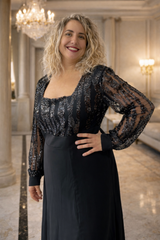 Abito liza paillettes manica lunga