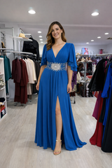 Abito ricamo petrolio