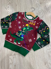 Maglione Natale bimbo bimba luci led the tree rex