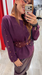 Maglione bordeaux bottoni