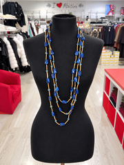 Collana tre fili oro blu