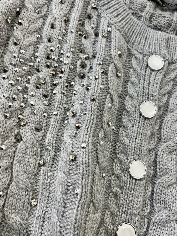 Maglione sara strass grigio