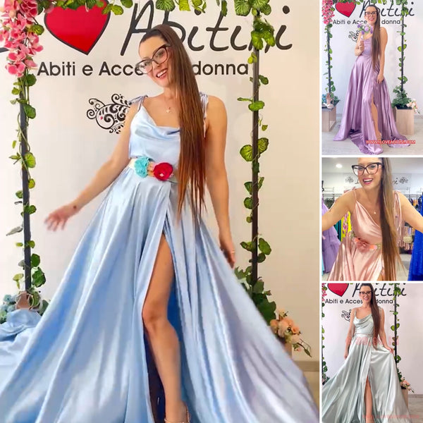 Abito raso spacco vari colori