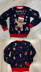 Maglione Natale uomo donna luci led cute cookie man