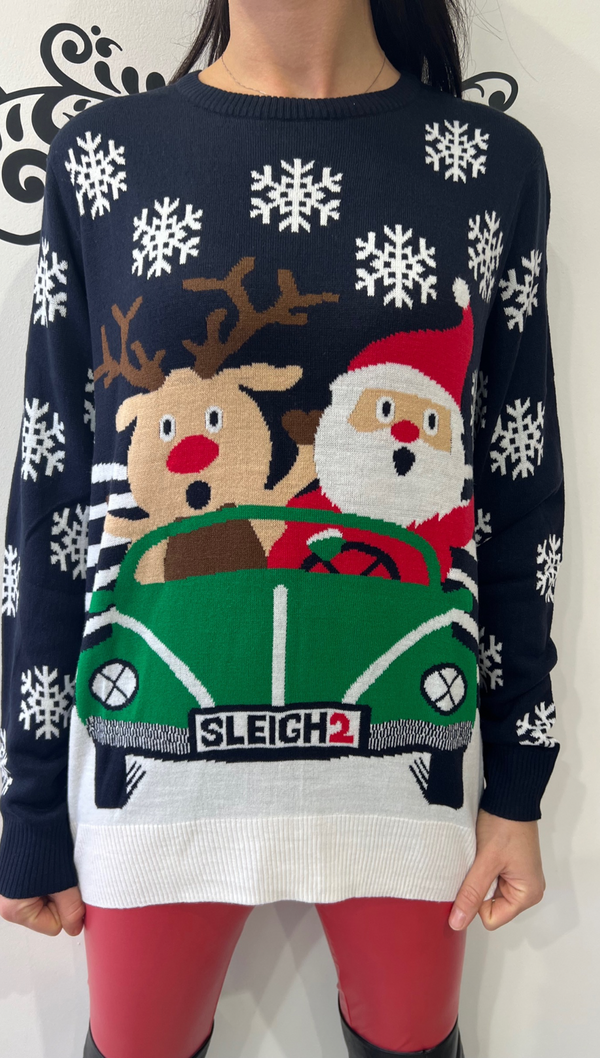 Maglione Natale uomo donna the christmas roadtrip