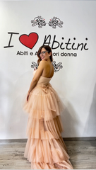 Abito Serena salmone con coda