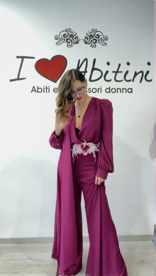 Tuta bezz cintura fiori vari colori