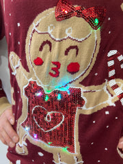 Maglione Natale luci led donna cute cookie woman