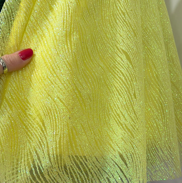 Abito cuore glitter giallo corto
