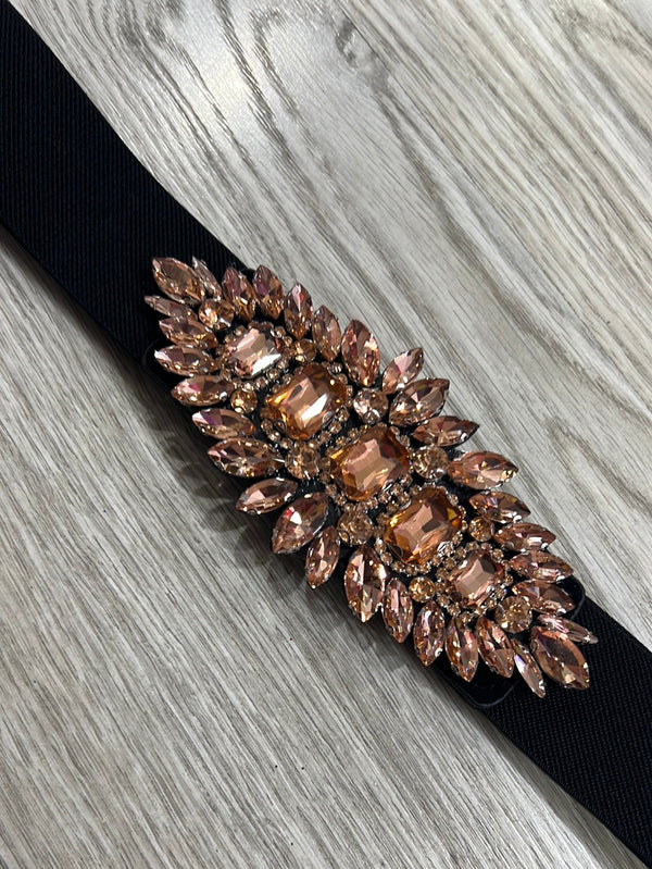 Cintura elastica strass rosata