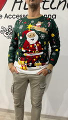 Maglione Natale uomo donna  con luci led santa christmas star