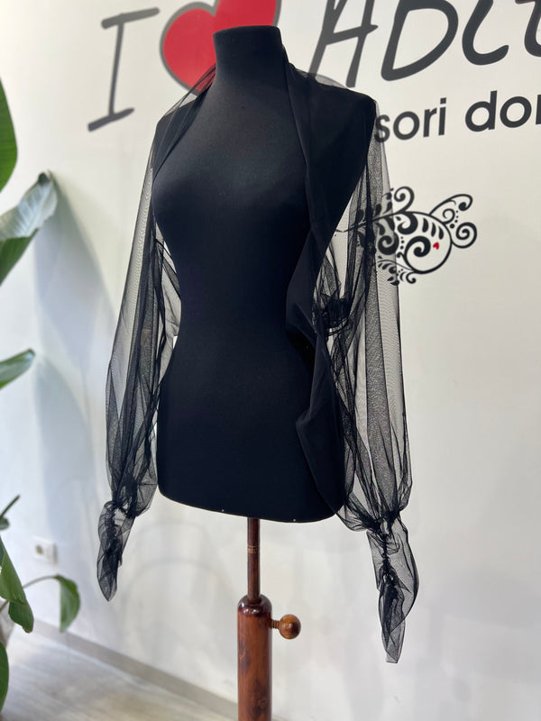 Giacchino stola tulle nero tg unica