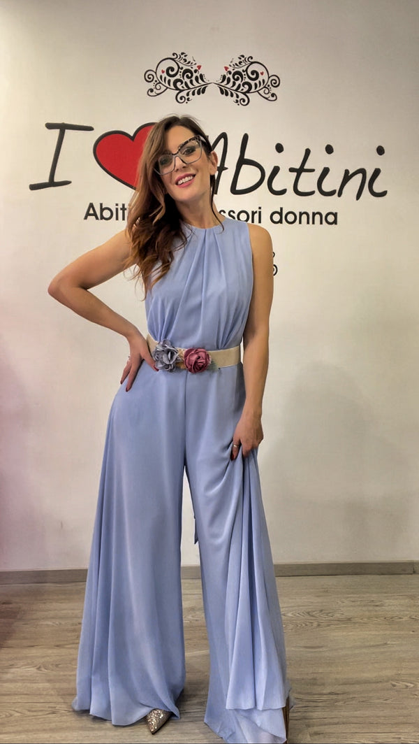 Tuta Bezz celeste smanic cintura