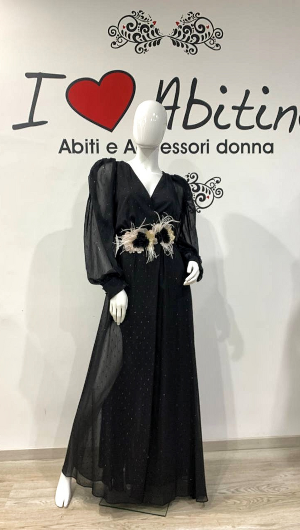 Abito nero bezz maniche lunghe