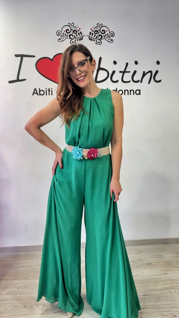 Tuta Bezz verde smanic con cintura