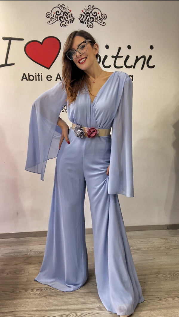 Tuta Bezz manica aperta celeste