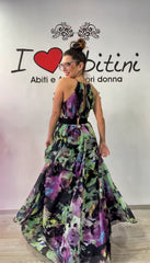 Abito Bezz fiori viola e verdi